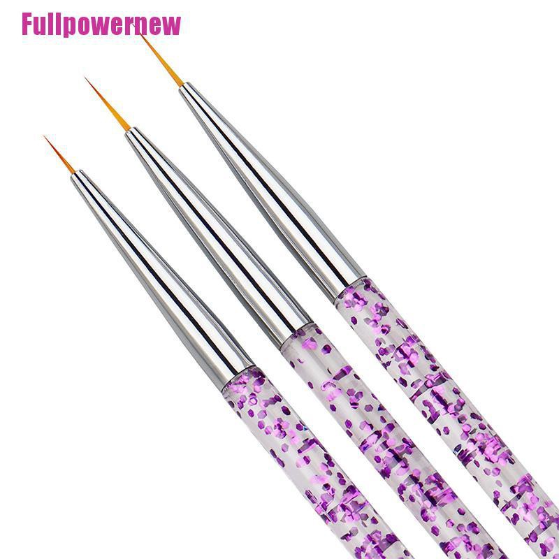 (Full) 3pcs / set Pen Brush Nail Art Uv Gel Akrilik