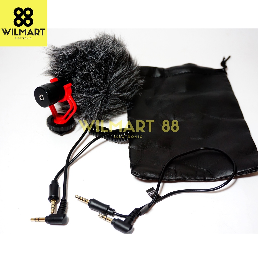 Mikrofon Copact On Camera Microphone | Cocok untuk HP, Tablet, DSLR Camera, Camcorder, Audio Recorder , Pouch, AUX, Mirrorless Microphone