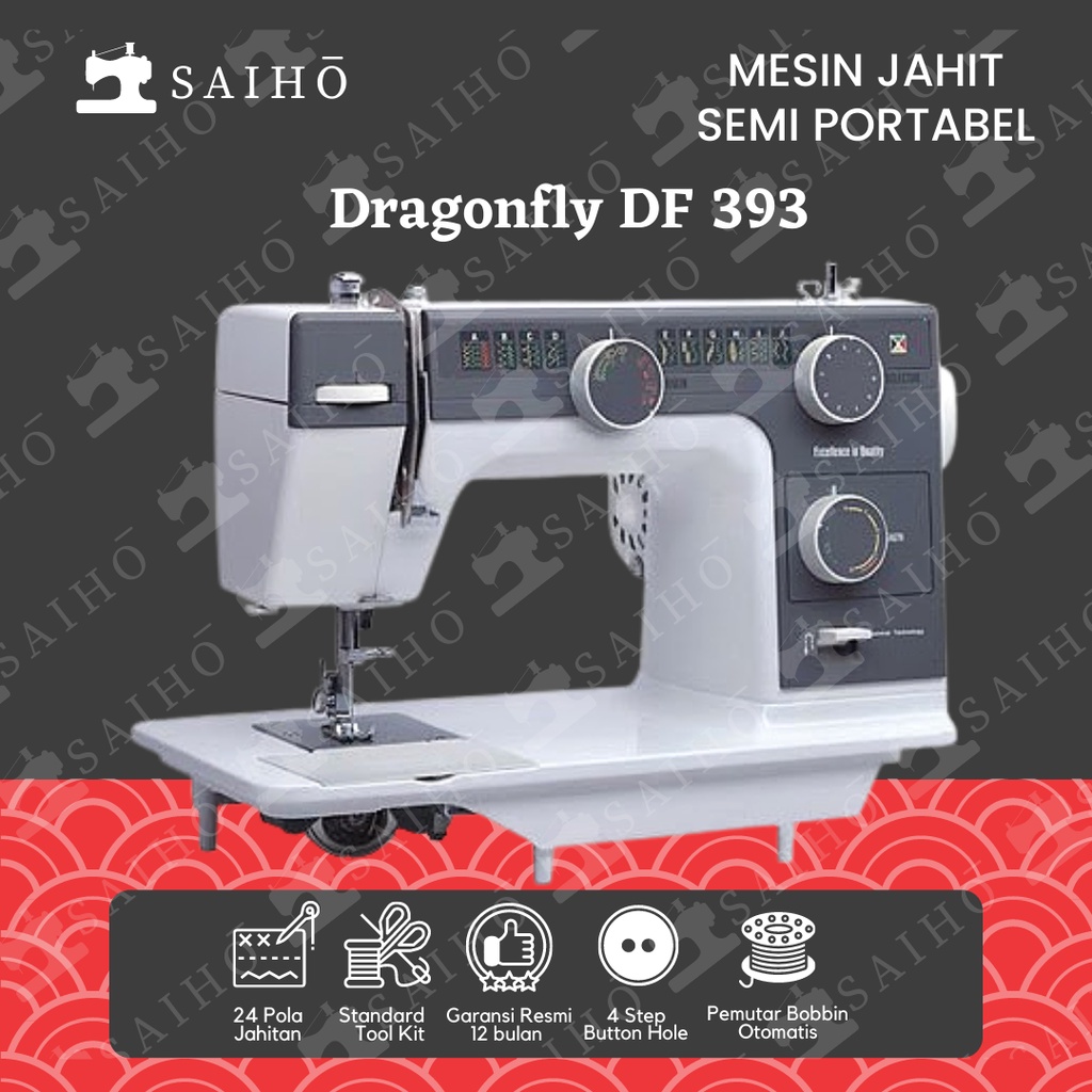 Dragonfly DF 393 | Mesin Jahit Rumah Tangga Portable (Head Only)