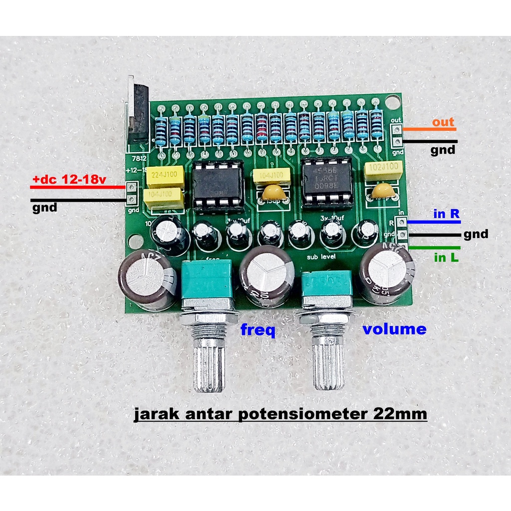 Modul Filter Subwoofer JRC4558 2x Plus Frequensi