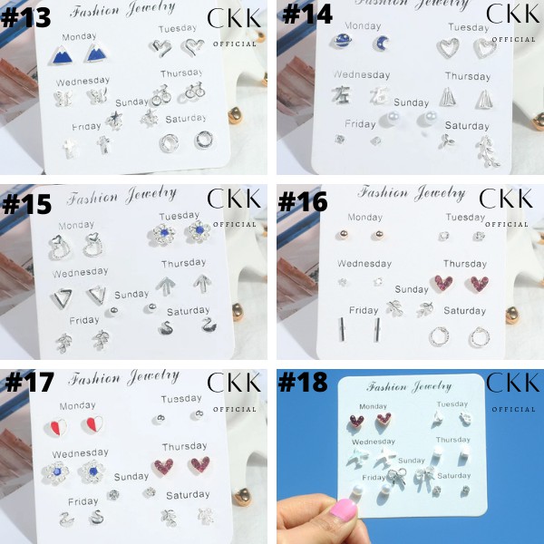 ➰CKK➰ 7 Pasang Anting Tindik Tusuk 1 Set FA99 Korea Fashion Plug Earrings Korean Style