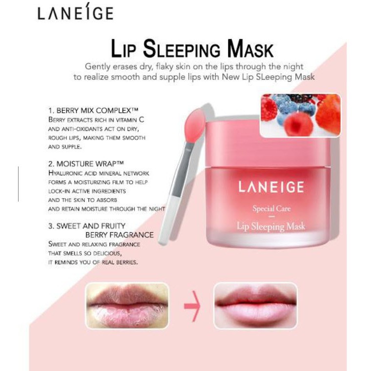 [PROMO SPESIAL] Laneige Lip Sleeping Mask 3g Masker Bibir Pink 100% ORIGINAL KOREA TERMURAH