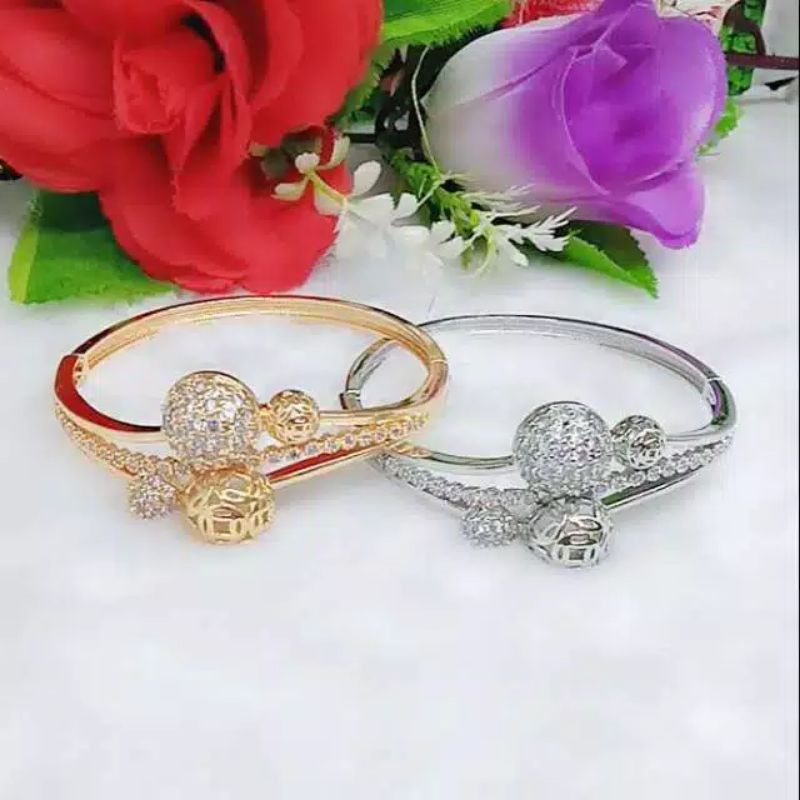 Gelang Bangle Xuping Replika Berlian Mewah silver gold
