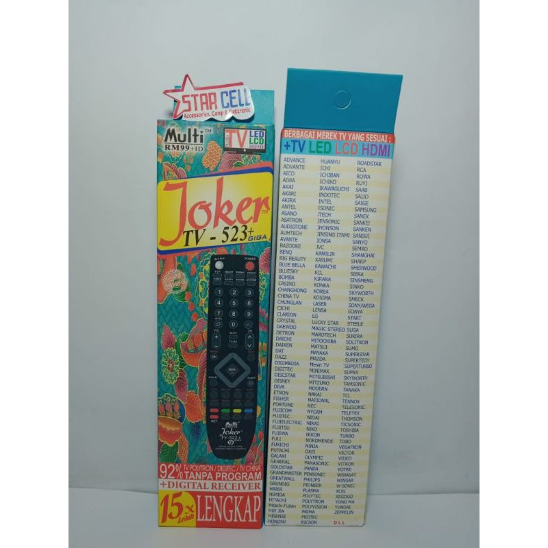 REMOT REMOTE TV TABUNG LED LCD MULTI UNIVERSAL JOKER 523 GIGA BAHAN TEBAL, KUALITAS TERBAIK.