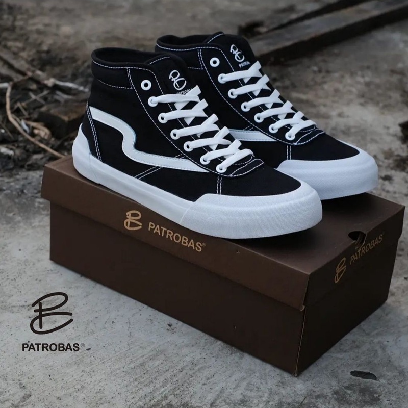 SNEAKERS PRIA ORI SNEAKER PATROBAS ORIGINAL - Sepatu Sneakers Pria Original High Black White