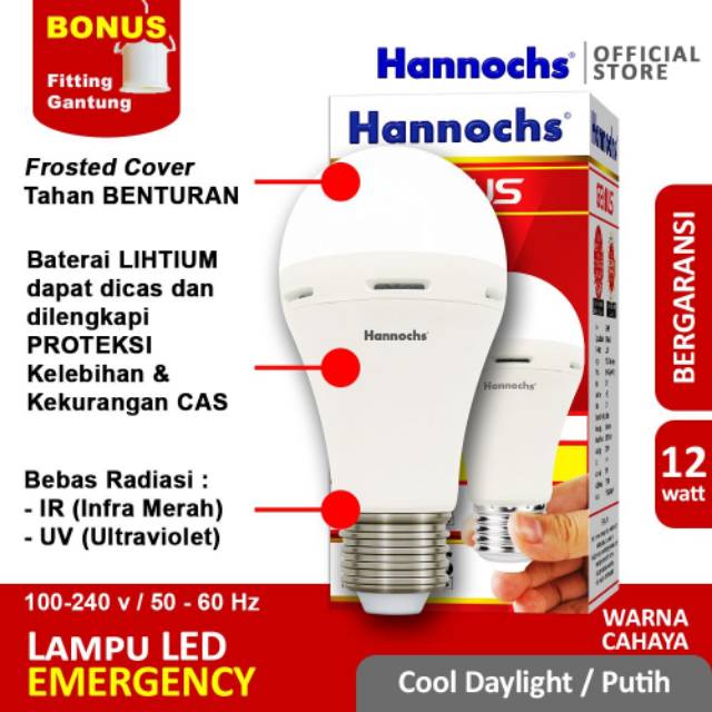 Lampu Led Hannochs 12w Genius AC/DC