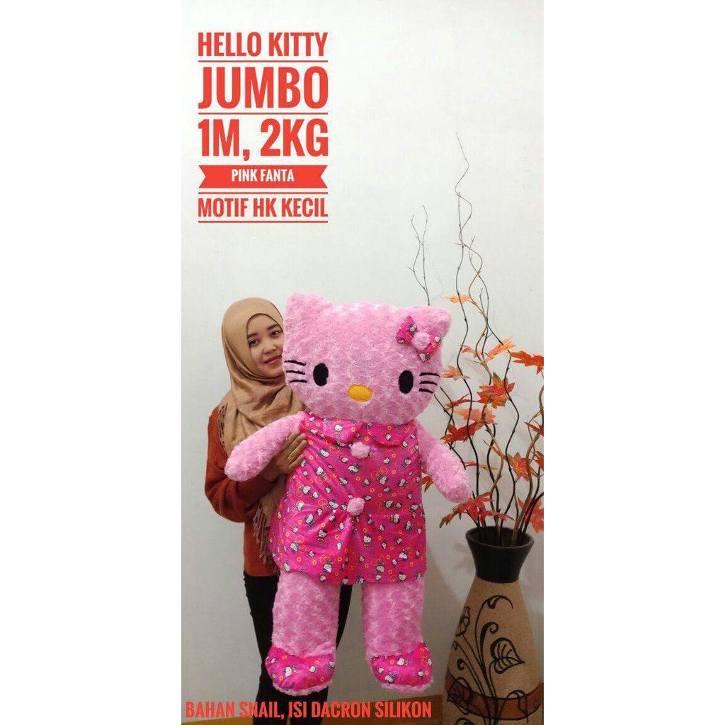 BONEKA HELLO KITTY DRESS JUMBO PINK DOGER BAJU PINK FANTA FULL BODY