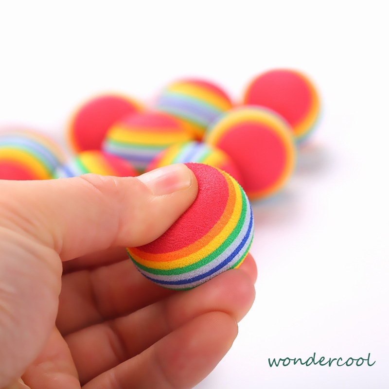 Pet Cat Puppy Toy Ball Rainbow Mengunyah Bola Interaktif Tumbuh Gigi Mainan Menyenangkan-Won