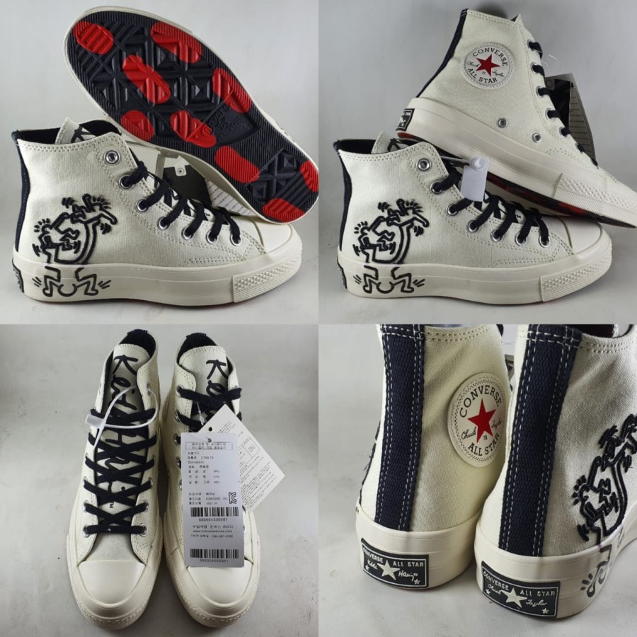 Sepatu Kets Converse 70s x Keith Haring High Top White Black