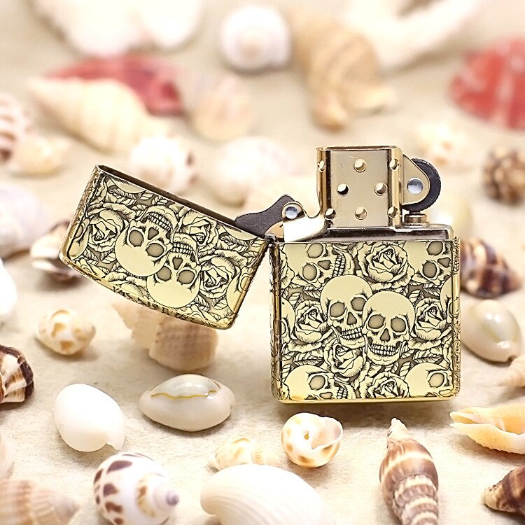 Korek Api Zippo Gold Skull Original Made In USA / Korek Api Unik/Zippo Murah/Zippo Unik/Lighter Mancis