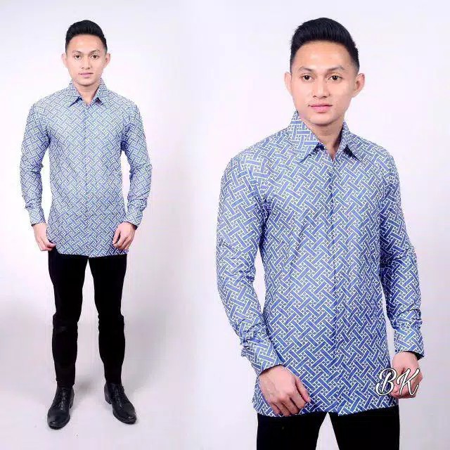 Kemeja Indigo Lengan Panjang Biru