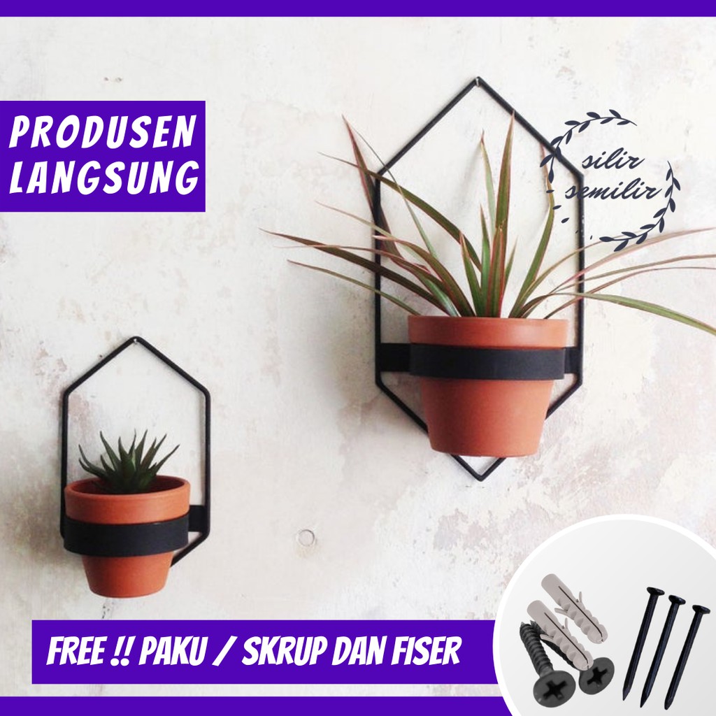 SMF021 Rak Standing Pot Tempel Dinding Hiasan Bunga Besi Plastik Dekorasi Taman Rumah