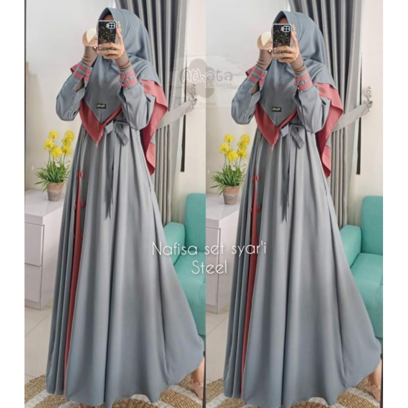 GAMIS NAFISA SET SYARI BY ATHATA EXCLUSIVE LD 105 KUALITAS PREMIUM