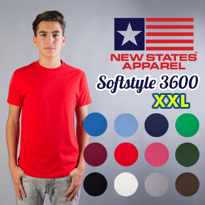  Kaos  Polos  New States Softstyle 3600 COLOR SIZE XXL 
