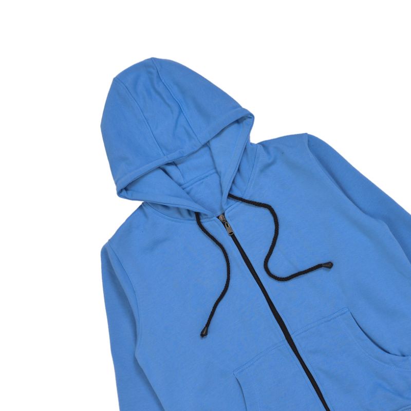 LinkaweOriginal Jaket Hoodie sletting Basic M L XL free sticker & gantungan kunci pria dan wanita 2-Biru lazio