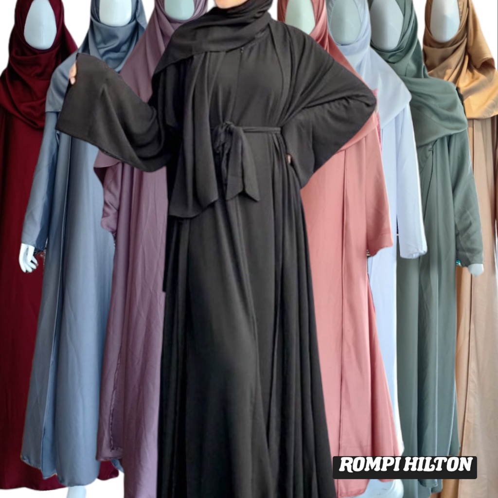 PROMO ABAYA ROMPI HILTON SUTRA SILK WARNA EXCLUSIVE MOSLEM WEAR ALKHATIB COLLECTION COUPLE DEWASA S 