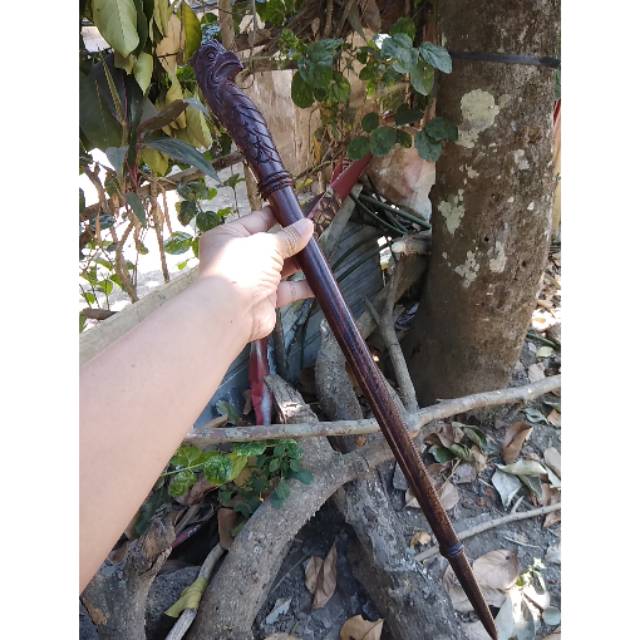 Tongkat komando kayu galih asem ukir kepala garuda