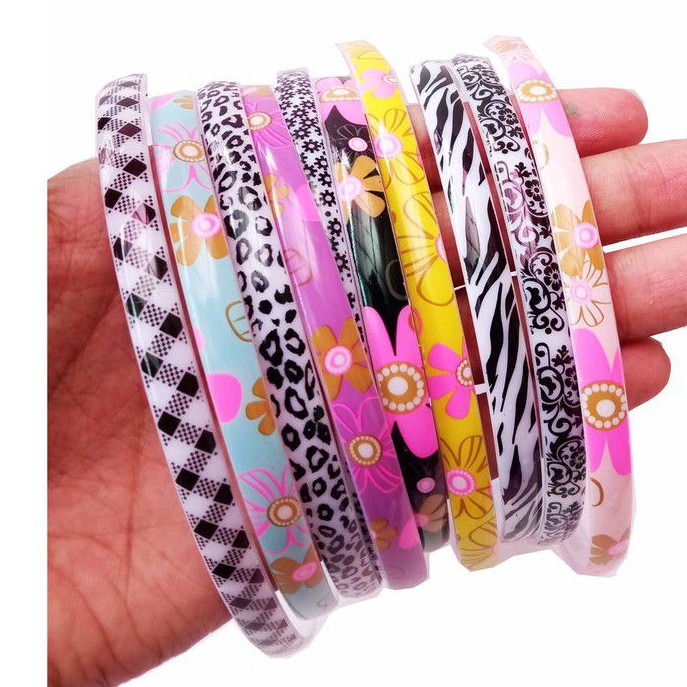 Isi 6 pcs Bando Lidi Polos Motif Hitam atau Warna