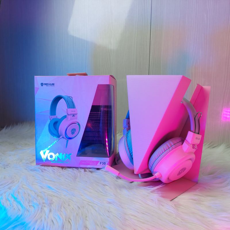 Headset Rexus Gaming F30+Mic PINK (RGB LED) TERMURAH