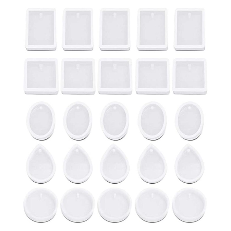 25 Pcs / Set Cetakan Liontin Kristal Epoksi Resin Bahan Silikon Untuk Kerajinan Perhiasan Kalung Gantungan Kunci