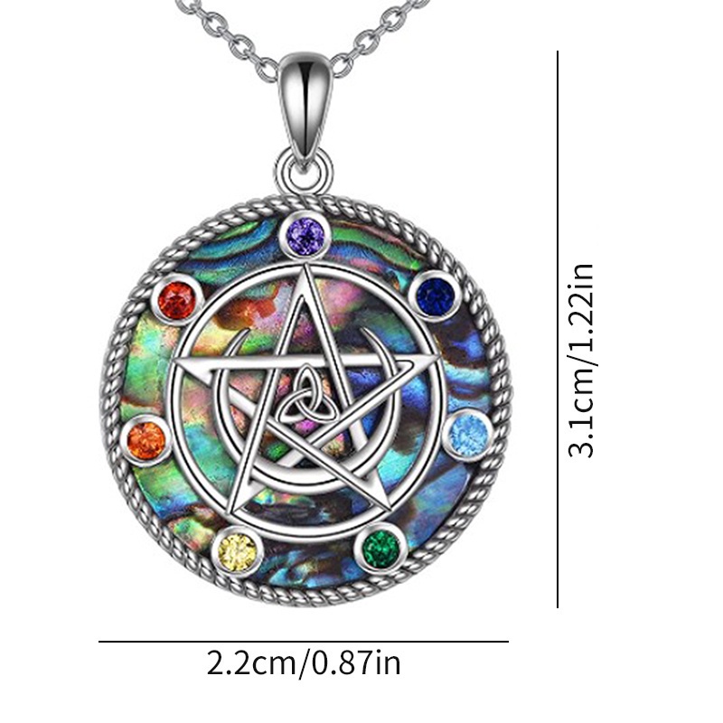 Fancyqube Kalung Sterling Silver Liontin Pentagram Bulan Celtics Pagan Wiccan Magic Amulet Untuk Wanita