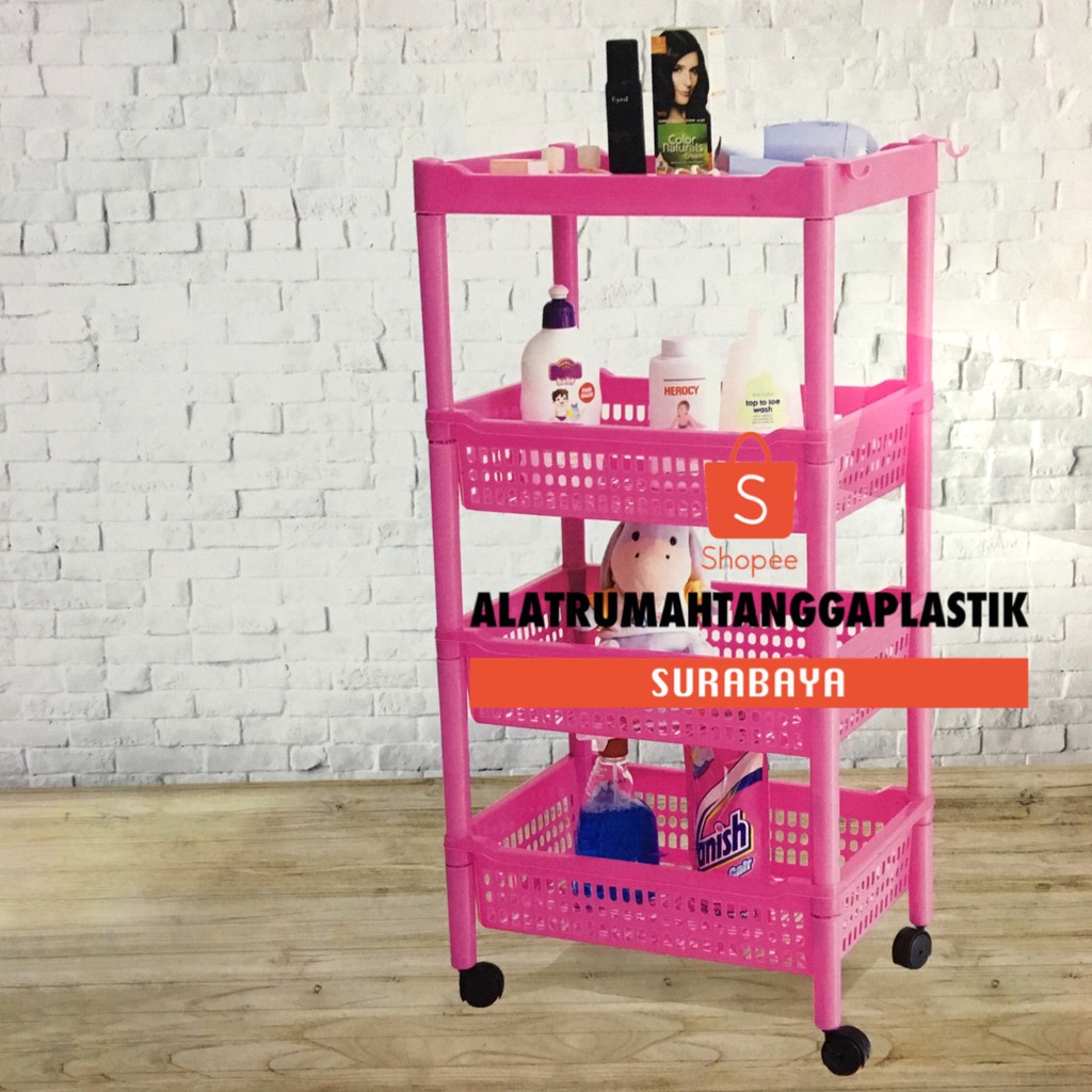 Jual Rak Susun 4 Linea / Rak Beroda Multiplast / Rak Serbaguna / Troli