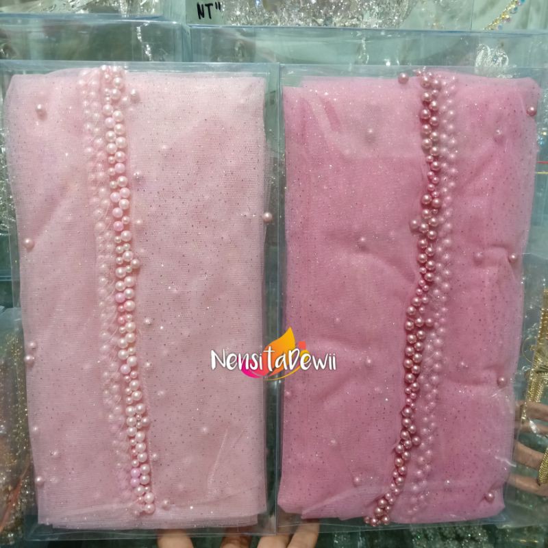 KERUDUNG PENGANTIN / VEIL MUTIARA MOTIF AKAR / VEIL MUTIARA POLOS / VEIL PENGANTIN-Warna Lain (Note)
