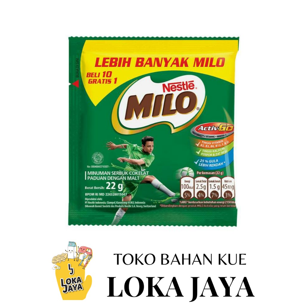 

SUSU BUBUK MILO ACTIV-GO SACHET 22G (1 RENTENG ISI 11 PCS)