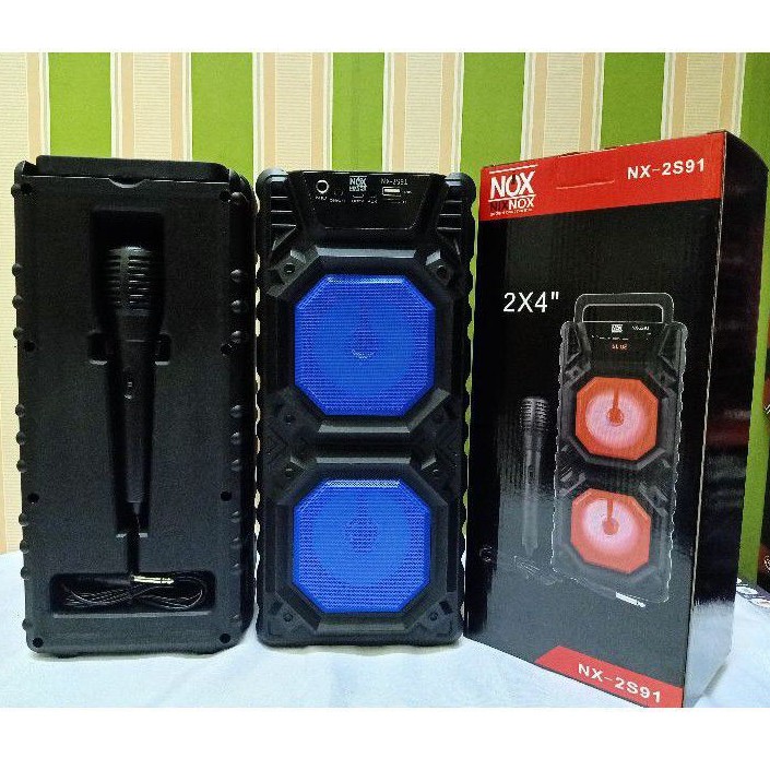 NX 2S91 speaker bluetooth NIXNOX karaoke free mic 1hp bisa konek 2 speaker sekaligus