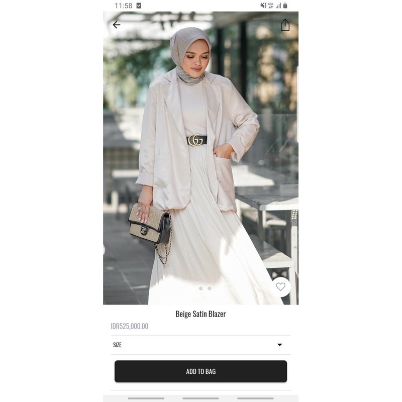 beige satin blazer benang jarum buttonscarves