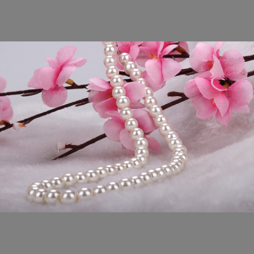 5026-4 White 8mm Faux Pearl Beads Necklace 5026-4