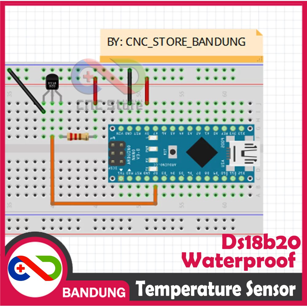 DS18B20 WATERPROOF TEMPERATURE SUHU SENSOR PROBE ARDUINO UNO