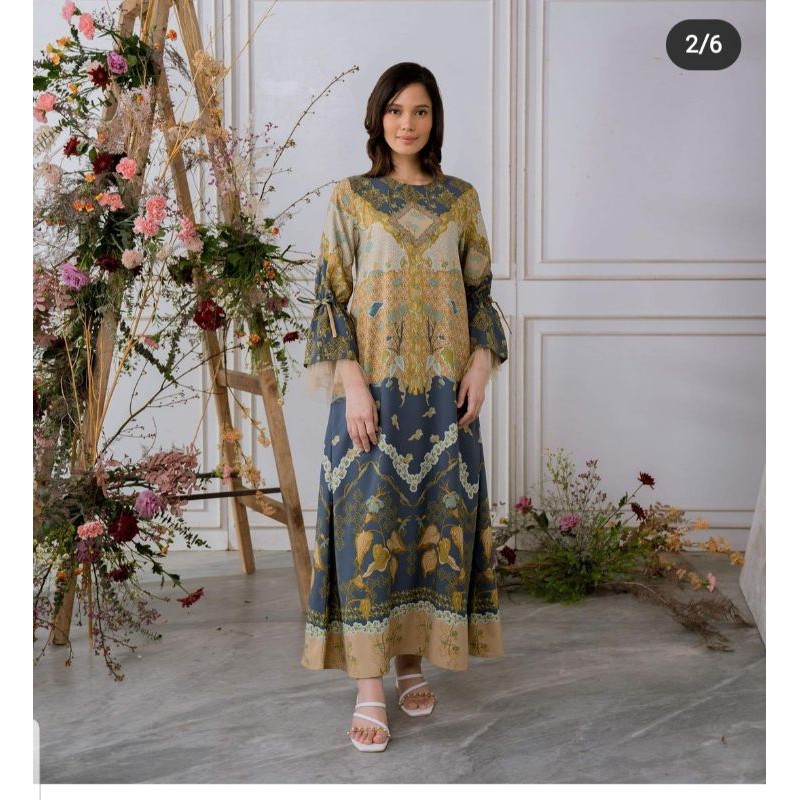 maharani dress navy size L by geulis.id