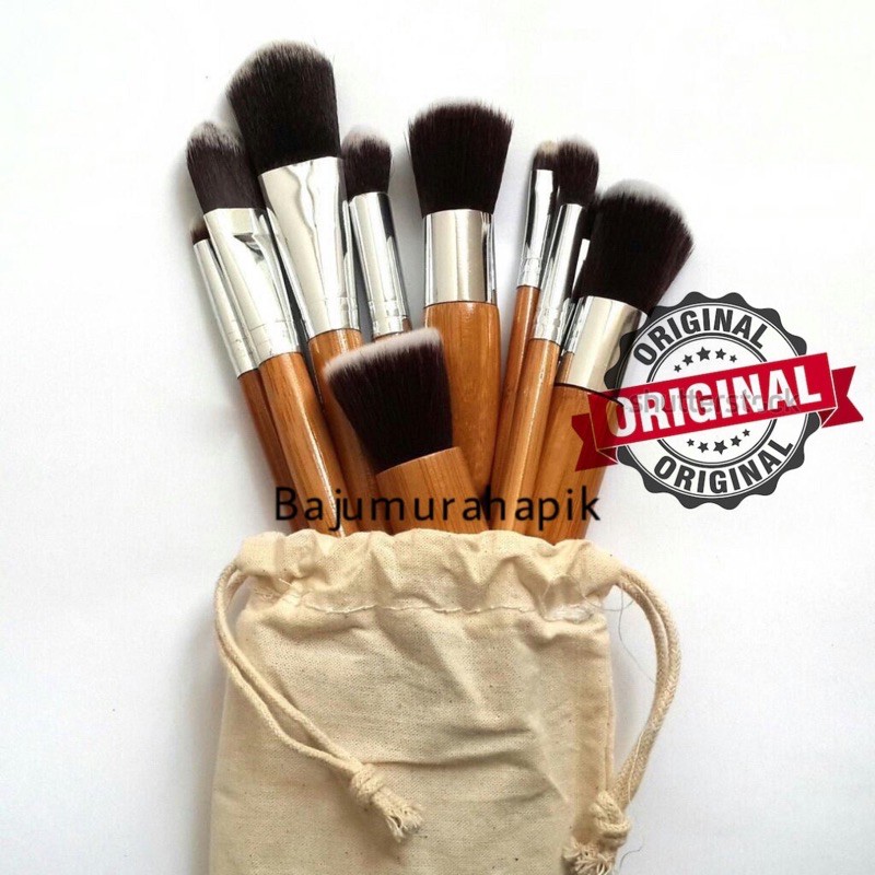 Make up Brush Wood isi 12 dengan Pouch/Kuas Makeup set