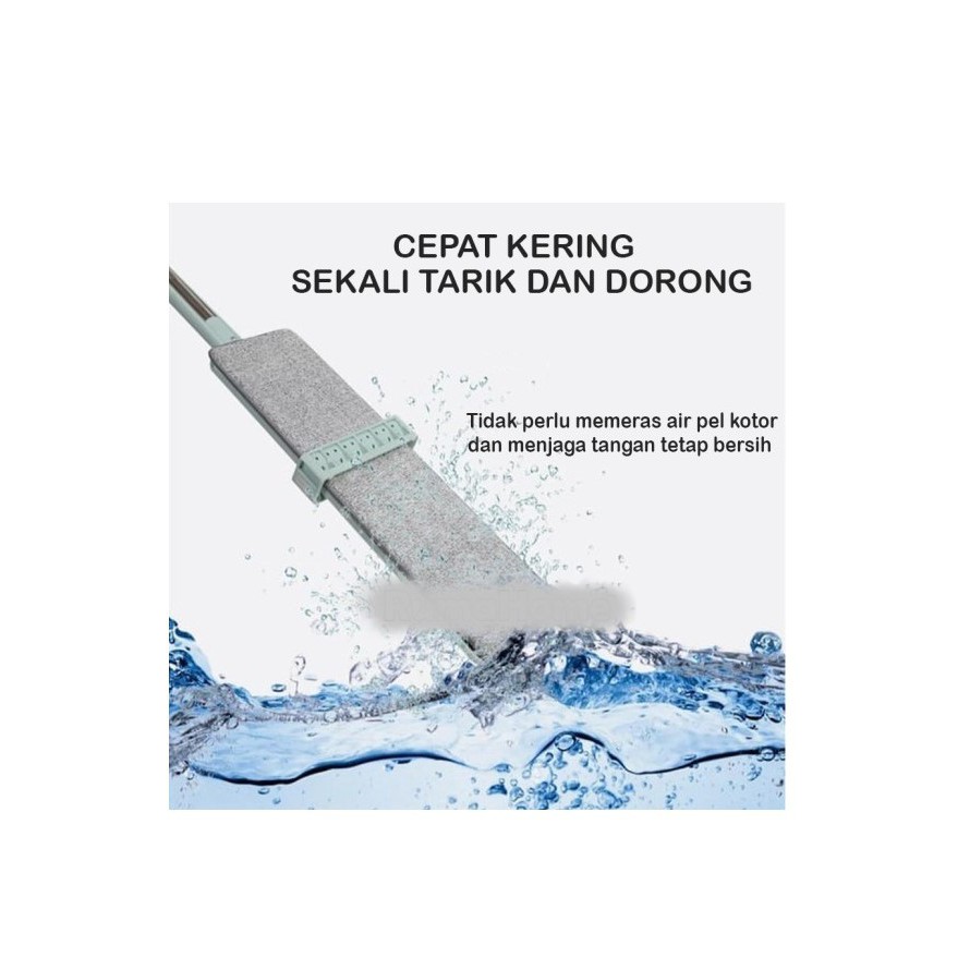 Alat Pel Lantai Flat Mop Pel Tarik Praktis Ultra Mop Hand Free Alat pel fleksibel Free kain refill 703