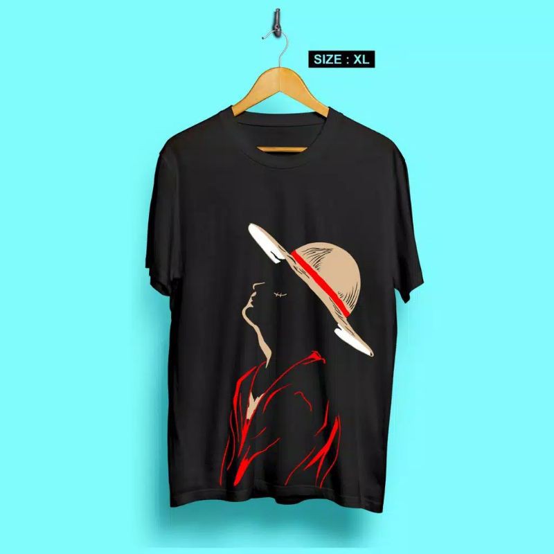 Fourfashion Kaos Pria Kaos Distro XL Luffy Women Topi Cantik Black CN564