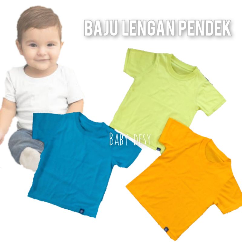 KAOS POLOS LENGAN PENDEK BALITA / BAJU MAIN ANAK ANAK / SNI / SIZE 1-3 TAHUN