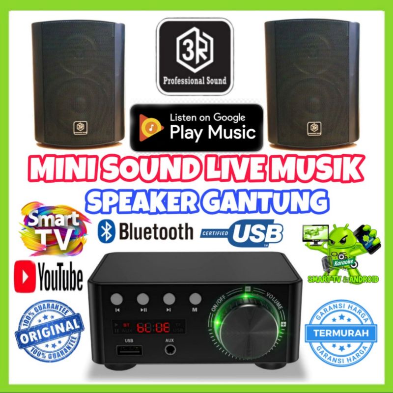 Paket Sound Cafe kantoran klinik Speaker 2 Titik Professional Sound 3R