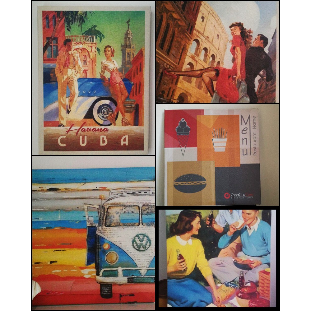 Jasa Print Wall Art Poster Custom Hiasan/lukisan Dinding Kanvas/canvas per meter