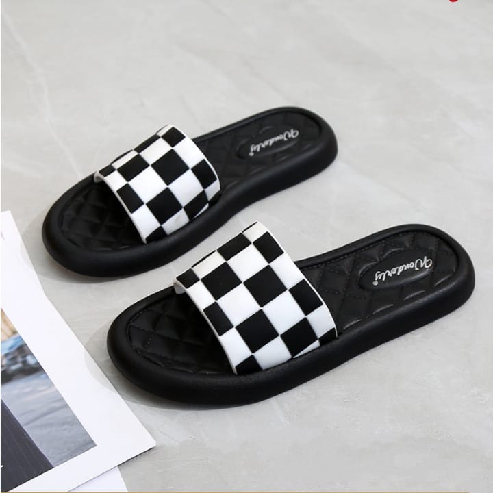 Sandal Selop Wanita Dewasa Motif CTR Kotak Terbaru Kren High Quality