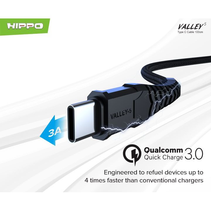 Kabel Data Hippo Valley 5 TYPE C 100 cm 3A Original Fast Charging Quick Charge Ori Tipe C