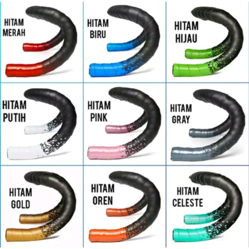 Bar tape lite skin two tone. bartape dua warna hitam biru merah putih gold tosca hijau