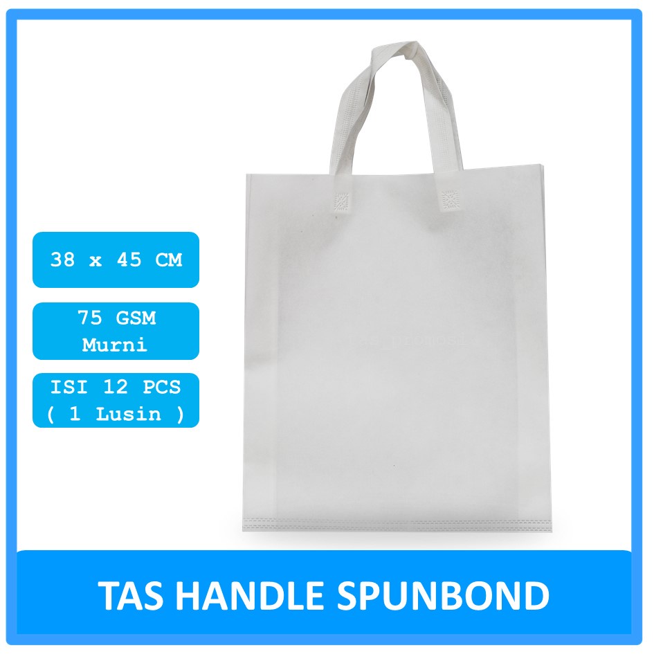 Goodie bag Spunbond Handle 38x45 Putih Lusinan / Tas Spunbond Polos