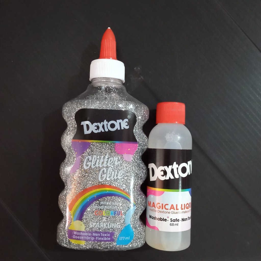 

Dextone Glitter Glue + Magical Liquid Bisa jadi Lem, Slime, dan Craft / Kerajinan Warna Silver