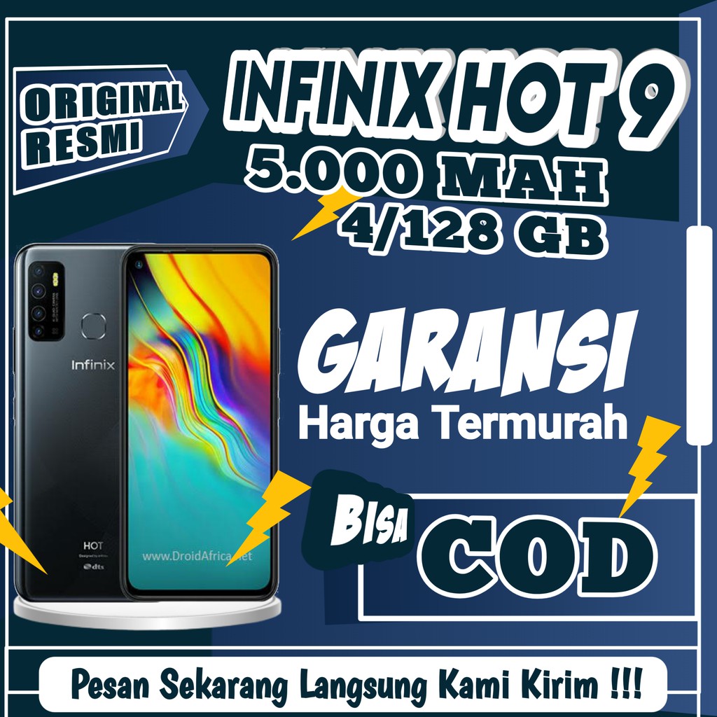 HP Infinix Hot 9 RAM 4 128gb HANDPHONE HAPE SMARTPHONE GADGET 5000 MAH Android Infinik 128 GB Murah