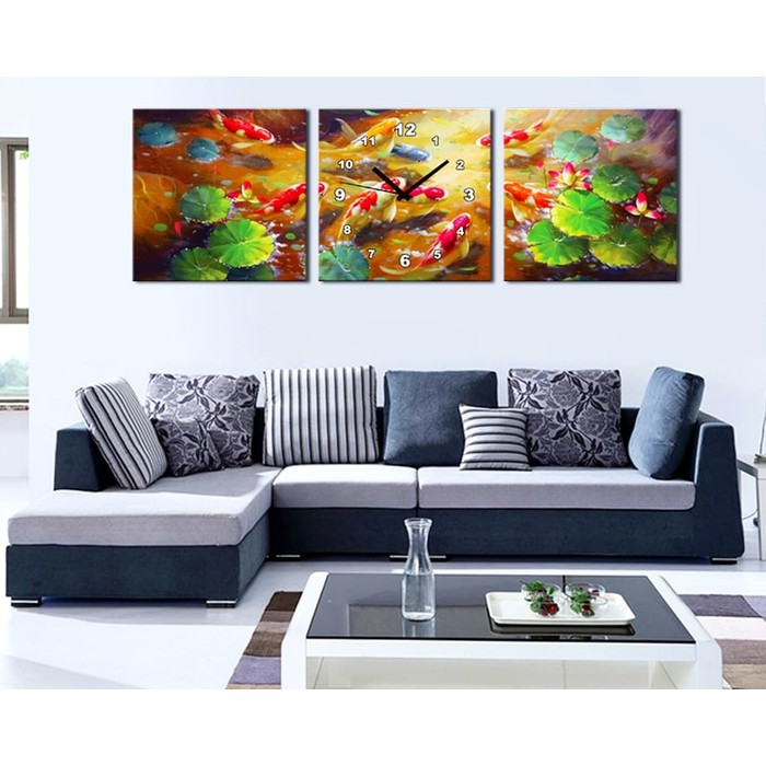 Lukisan+Jam Dinding -motif IKAN KOI (Laser Printing Clock)