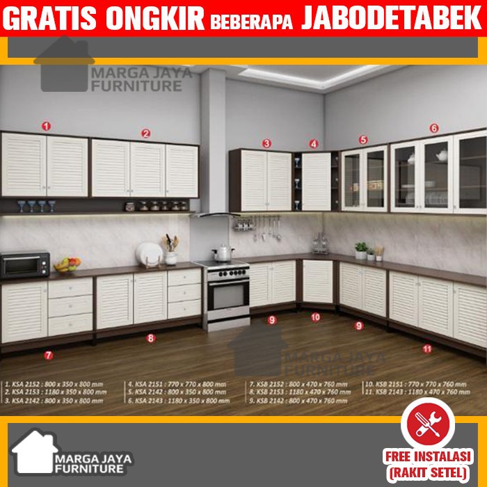 Kitchen Set 3 Pintu atas dan bawah sayur lemari dapur minimalis meja