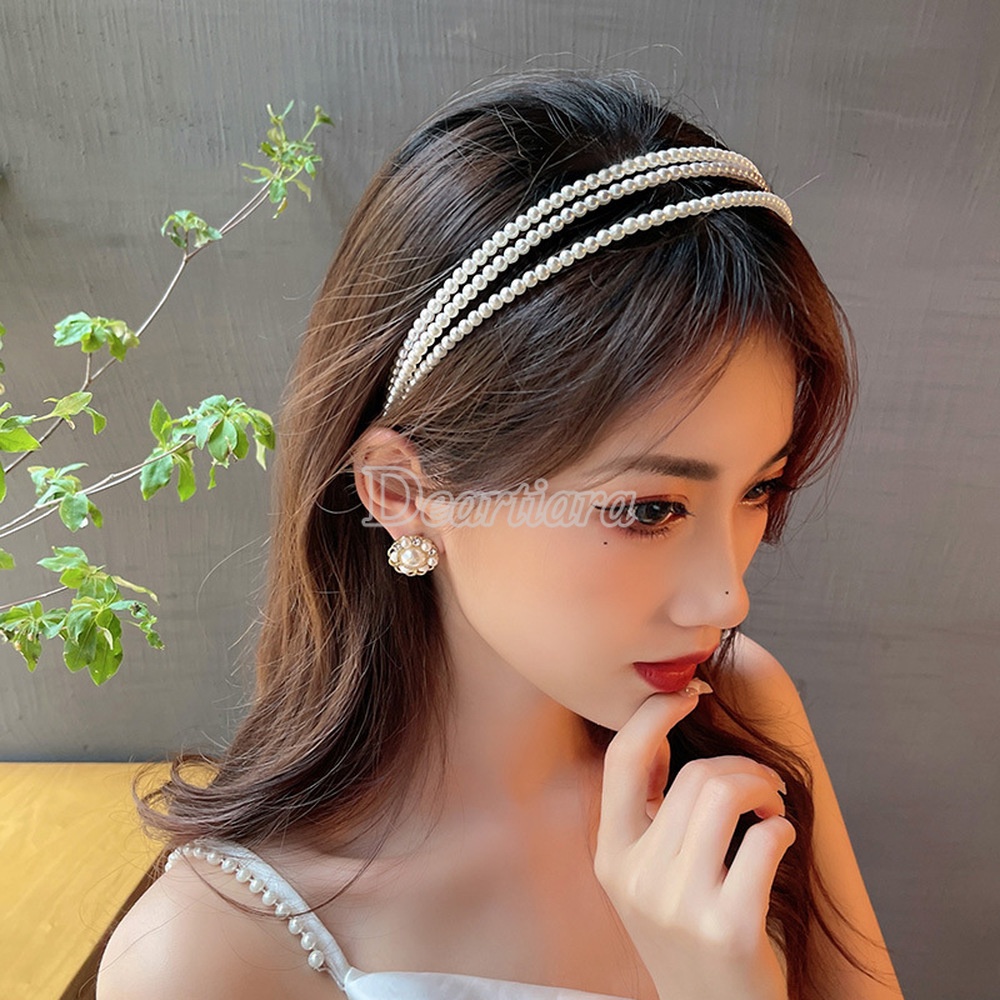 Headband Aksen Mutiara Gaya Retro Perancis Untuk Wanita