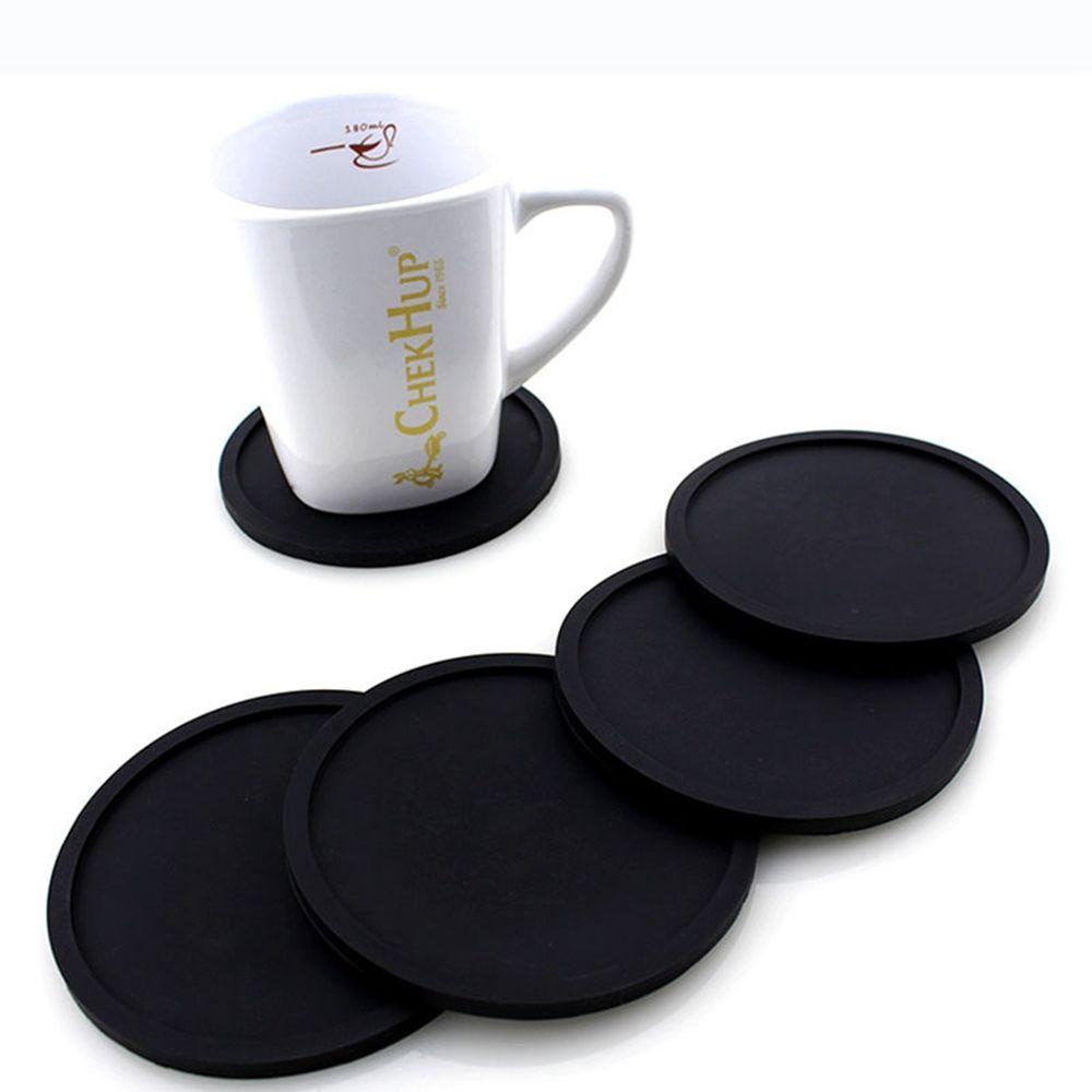 NICKOLAS1 Cup Mat Creative Black Soft Glass Bulat Aman Tebal Tatakan Minuman Tatakan Gelas Meja Cangkir