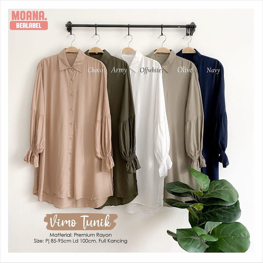Kemeja Putih Wanita - VIMO TUNIK Atasan Cewek Blouse Kerja Vintage  Casual Adem ORI Premium High Qua